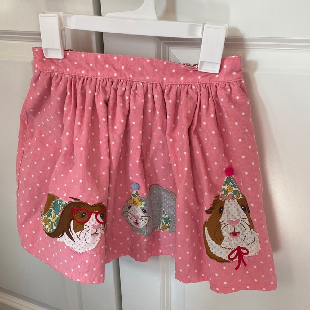 Mini Biden girls corduroy skirt with Guinea pigs and party hats! With tags!